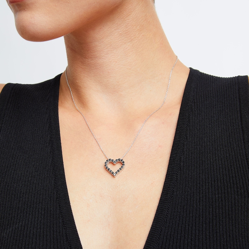 0.95 CT. T.W. Black Diamond Outline Heart Pendant in Sterling Silver|Peoples Jewellers