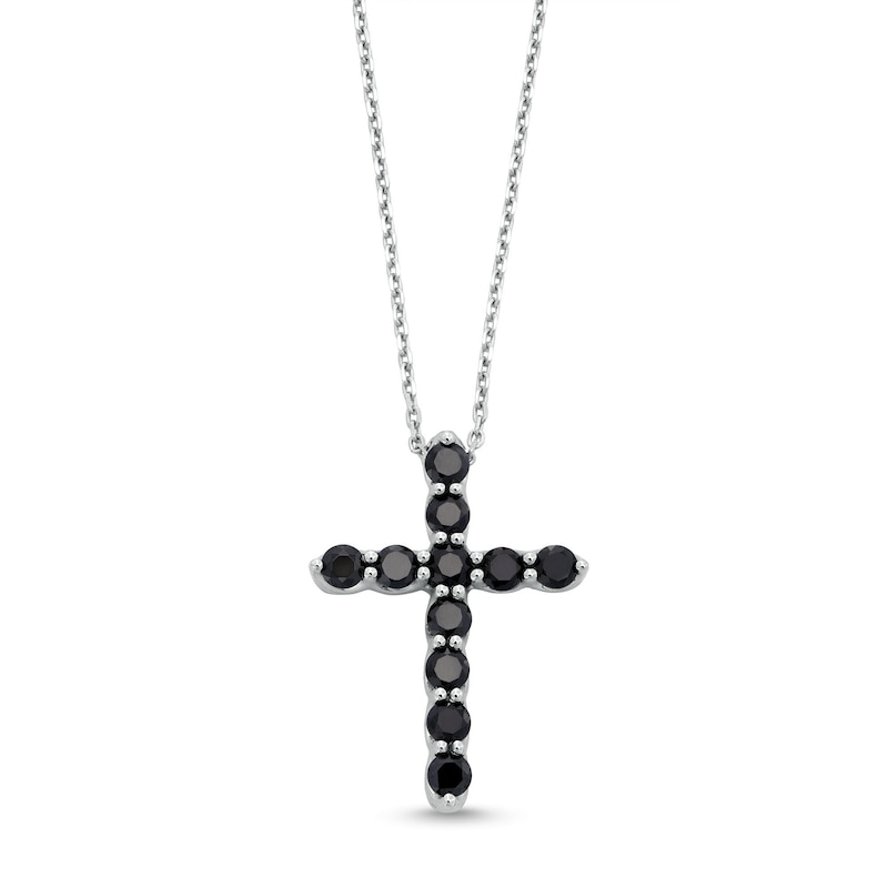 0.95 CT. T.W. Black Diamond Cross Pendant in Sterling Silver|Peoples Jewellers
