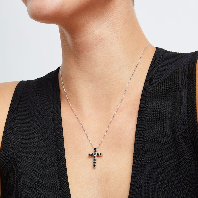 0.95 CT. T.W. Black Diamond Cross Pendant in Sterling Silver|Peoples Jewellers