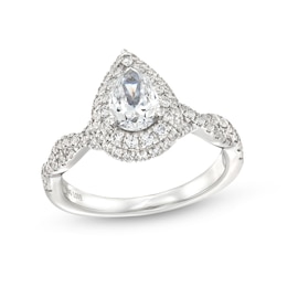 Vera Wang Love Collection Canadian Certified Pear-Shaped Centre Diamond 1.18 CT. T.W. Engagement Ring in 14K White Gold