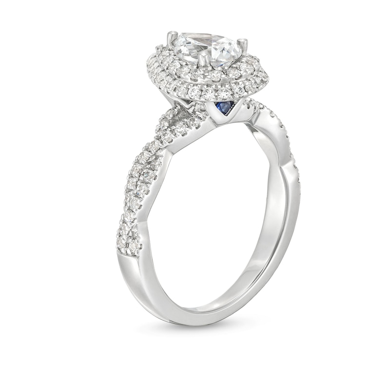 Vera Wang Love Collection Canadian Certified Pear-Shaped Centre Diamond 1.18 CT. T.W. Engagement Ring in 14K White Gold