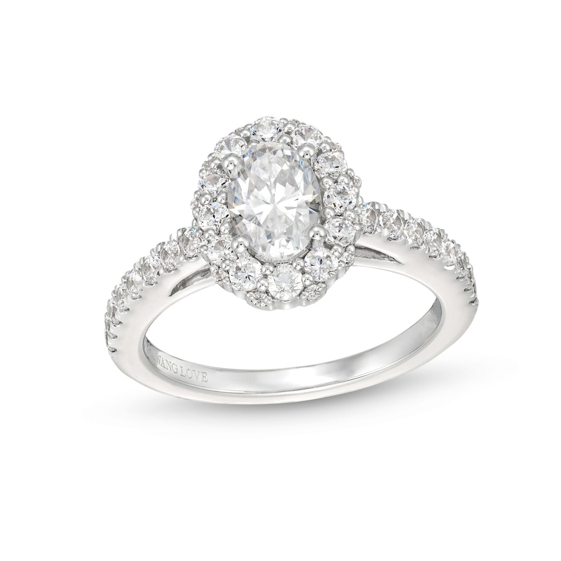 Main Image 1 of Vera Wang Love Collection Canadian Certified Oval Centre Diamond 1.45 CT. T.W. Frame Engagement Ring in 14K White Gold