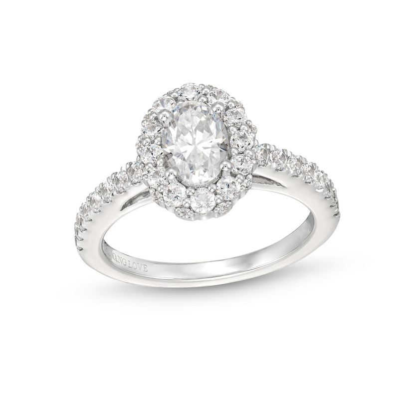 Vera Wang Love Collection Canadian Certified Oval Centre Diamond 1.45 CT. T.W. Frame Engagement Ring in 14K White Gold|Peoples Jewellers