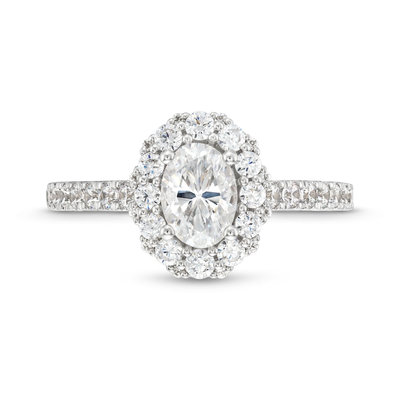Main Image 4 of Vera Wang Love Collection Canadian Certified Oval Centre Diamond 1.45 CT. T.W. Frame Engagement Ring in 14K White Gold