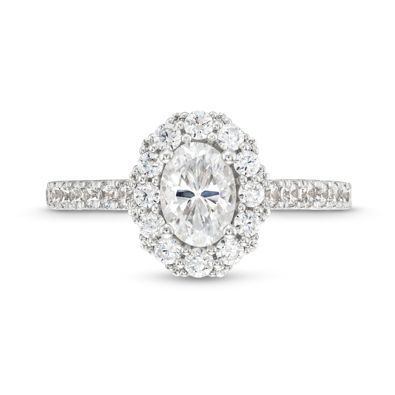 Vera Wang Love Collection Canadian Certified Oval Centre Diamond 1.45 CT. T.W. Frame Engagement Ring in 14K White Gold