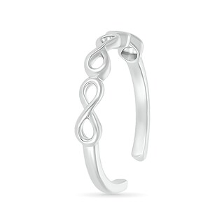 Sideways Infinity Symbols Toe Ring in 10K White Gold