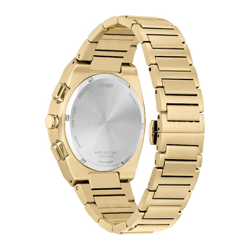 Main Image 3 of Men's Citizen Eco-Drive® Axiom Chronograph Gold-Tone Watch with Black Dial (Model: CA4582-54E)