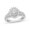 Thumbnail Image 1 of 0.95 CT. T.W. Oval Diamond Shadow Frame Multi-Row Engagement Ring in 14K White Gold (I/I2)