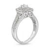 Thumbnail Image 3 of 0.95 CT. T.W. Oval Diamond Shadow Frame Multi-Row Engagement Ring in 14K White Gold (I/I2)