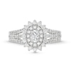 Thumbnail Image 4 of 0.95 CT. T.W. Oval Diamond Shadow Frame Multi-Row Engagement Ring in 14K White Gold (I/I2)