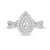 Thumbnail Image 3 of 0.95 CT. T.W. Pear-Shaped Diamond Teardrop Frame Split Shank Engagement Ring in 14K White Gold (I/I2)