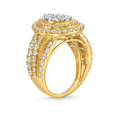 2.00 CT. T.W. Pear-Shaped Multi-Diamond Double Frame Multi-Row Engagement Ring in 10K Gold