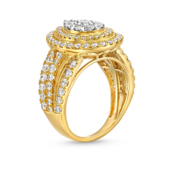 2.00 CT. T.W. Pear-Shaped Multi-Diamond Double Frame Multi-Row Engagement Ring in 10K Gold