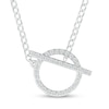 Thumbnail Image 1 of 0.18 CT. T.W. Diamond Circle Toggle Necklace in Sterling Silver - 20"