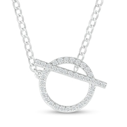 0.18 CT. T.W. Diamond Circle Toggle Necklace in Sterling Silver - 20"
