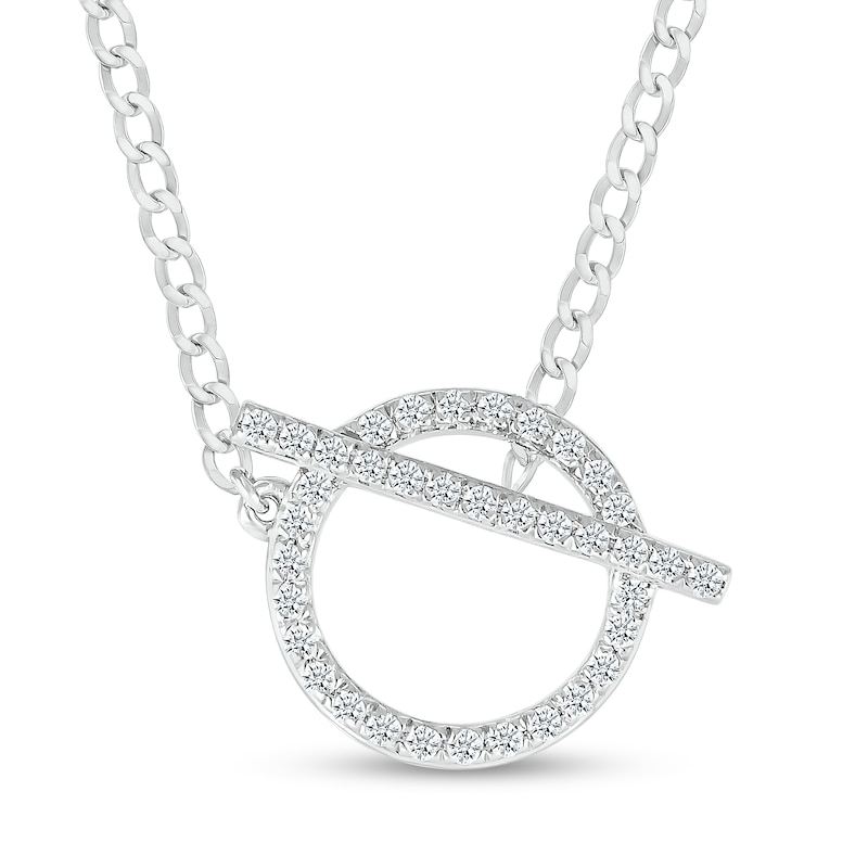 0.18 CT. T.W. Diamond Circle Toggle Necklace in Sterling Silver - 20"|Peoples Jewellers