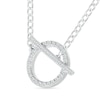 Thumbnail Image 2 of 0.18 CT. T.W. Diamond Circle Toggle Necklace in Sterling Silver - 20"