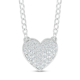 0.18 CT. T.W. Diamond Heart Pendant in Sterling Silver - 20&quot;
