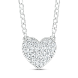 0.18 CT. T.W. Diamond Heart Pendant in Sterling Silver - 20"