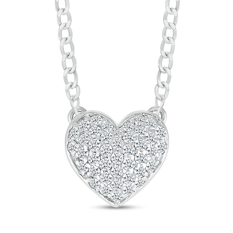 0.18 CT. T.W. Diamond Heart Pendant in Sterling Silver - 20"