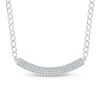 Thumbnail Image 1 of 0.37 CT. T.W. Diamond Triple Row Curved Bar Necklace in Sterling Silver - 20"
