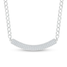 0.37 CT. T.W. Diamond Triple Row Curved Bar Necklace in Sterling Silver - 20"