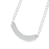Thumbnail Image 2 of 0.37 CT. T.W. Diamond Triple Row Curved Bar Necklace in Sterling Silver - 20"