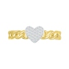 Thumbnail Image 2 of 0.146 CT. T.W. Diamond Heart Curb Chain Shank Ring in Sterling Silver with 10K Gold Plate