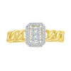 Thumbnail Image 2 of 0.18 CT. T.W. Emerald Multi-Diamond Frame Curb Chain Shank Ring in Sterling Silver with 10K Gold Plate