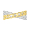 Thumbnail Image 2 of 0.147 CT. T.W. Diamond Curb Chain Overlay Criss-Cross Ring in Sterling Silver with 10K Gold Plate