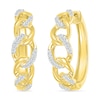 Thumbnail Image 1 of 0.145 CT. T.W. Diamond Curb Chain Hoop Earrings in Sterling Silver with 10K Gold Plate