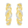 Thumbnail Image 2 of 0.145 CT. T.W. Diamond Curb Chain Hoop Earrings in Sterling Silver with 10K Gold Plate