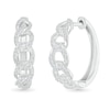 Thumbnail Image 1 of 0.29 CT. T.W. Diamond Curb Chain Hoop Earrings in Sterling Silver