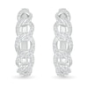 Thumbnail Image 2 of 0.29 CT. T.W. Diamond Curb Chain Hoop Earrings in Sterling Silver