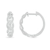Thumbnail Image 3 of 0.29 CT. T.W. Diamond Curb Chain Hoop Earrings in Sterling Silver