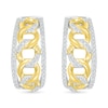 Thumbnail Image 1 of 0.29 CT. T.W. Diamond Edge Curb Chain J-Hoop Earrings in Sterling Silver with 10K Gold Plate