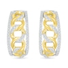 Thumbnail Image 2 of 0.29 CT. T.W. Diamond Edge Curb Chain J-Hoop Earrings in Sterling Silver with 10K Gold Plate
