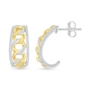 Thumbnail Image 3 of 0.29 CT. T.W. Diamond Edge Curb Chain J-Hoop Earrings in Sterling Silver with 10K Gold Plate
