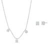 Thumbnail Image 1 of 0.23 CT. T.W. Multi-Diamond Three Stone Station Necklace and Stud Earrings Set in Sterling Silver