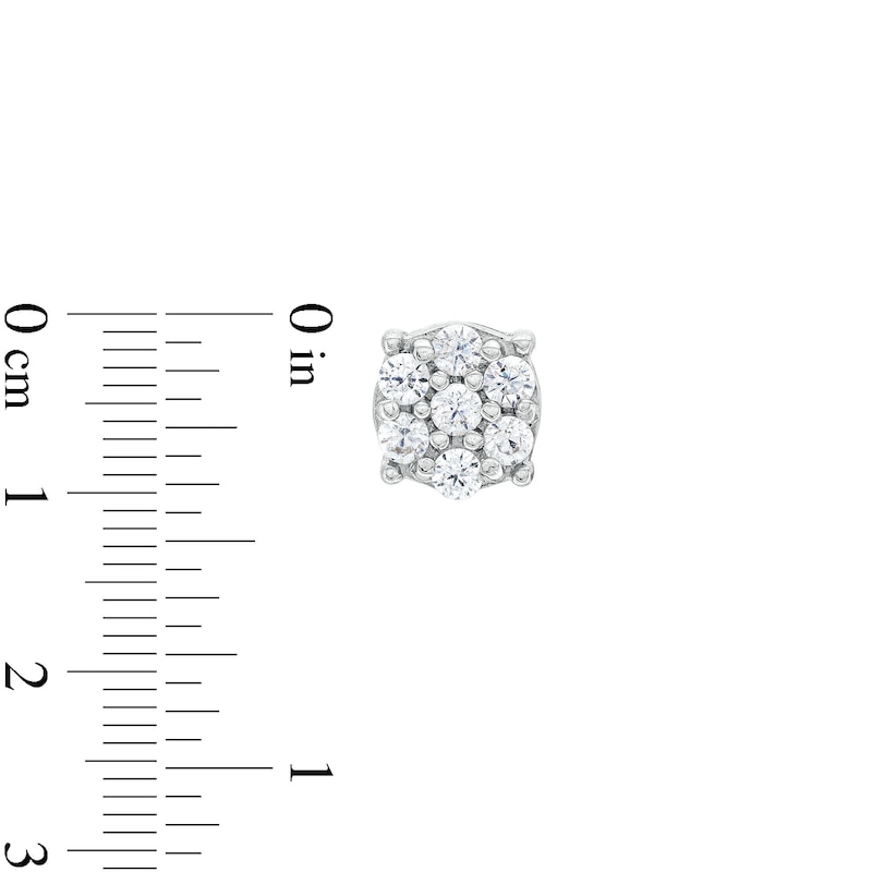 Main Image 4 of 0.23 CT. T.W. Multi-Diamond Three Stone Station Necklace and Stud Earrings Set in Sterling Silver