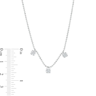 0.23 CT. T.W. Multi-Diamond Three Stone Station Necklace and Stud Earrings Set in Sterling Silver
