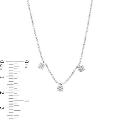 0.23 CT. T.W. Multi-Diamond Three Stone Station Necklace and Stud Earrings Set in Sterling Silver