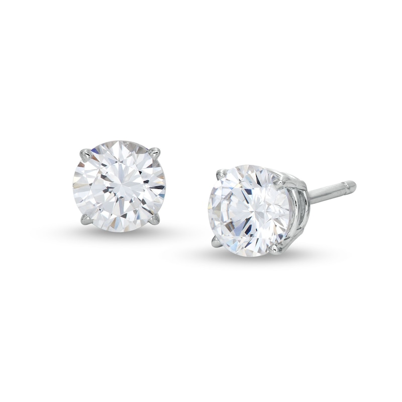 1.00 CT. T.W. Certified Lab-Created Diamond Solitaire Stud Earrings in 14K White Gold (I/SI2)|Peoples Jewellers
