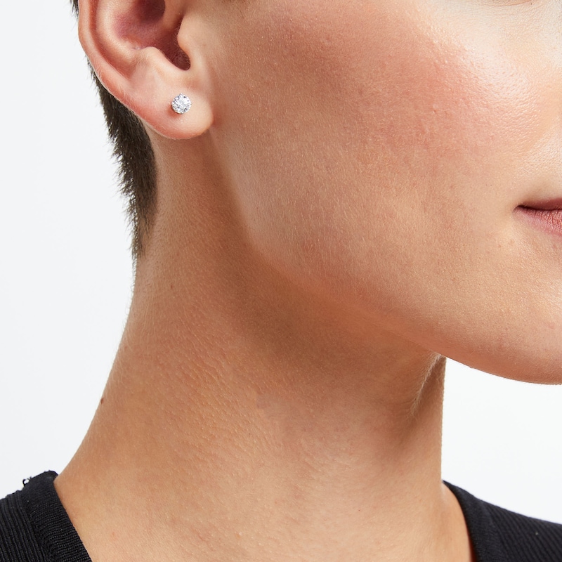 Main Image 2 of 1.00 CT. T.W. Certified Lab-Grown Diamond Solitaire Stud Earrings in 14K White Gold (I/SI2)