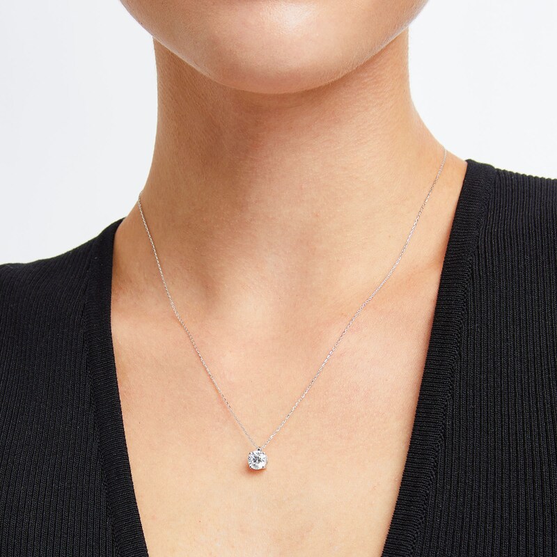 Main Image 2 of 1.00 CT. Certified Lab-Grown Diamond Solitaire Pendant in 14K White Gold (I/SI2)
