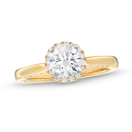 1.38 CT. T.W. Certified Lab-Created Diamond Frame Engagement Ring in 14K Gold (F/SI2)
