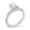 Thumbnail Image 3 of 1.38 CT. T.W. Emerald-Cut Certified Lab-Grown Diamond Frame Engagement Ring in 14K White Gold (F/SI2)