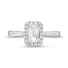Thumbnail Image 4 of 1.38 CT. T.W. Emerald-Cut Certified Lab-Grown Diamond Frame Engagement Ring in 14K White Gold (F/SI2)