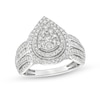 Thumbnail Image 0 of 1.00 CT. T.W. Pear Multi-Diamond Teardrop Frame Multi-Row Engagement Ring in 10K White Gold