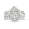 Thumbnail Image 3 of 1.00 CT. T.W. Pear Multi-Diamond Teardrop Frame Multi-Row Engagement Ring in 10K White Gold
